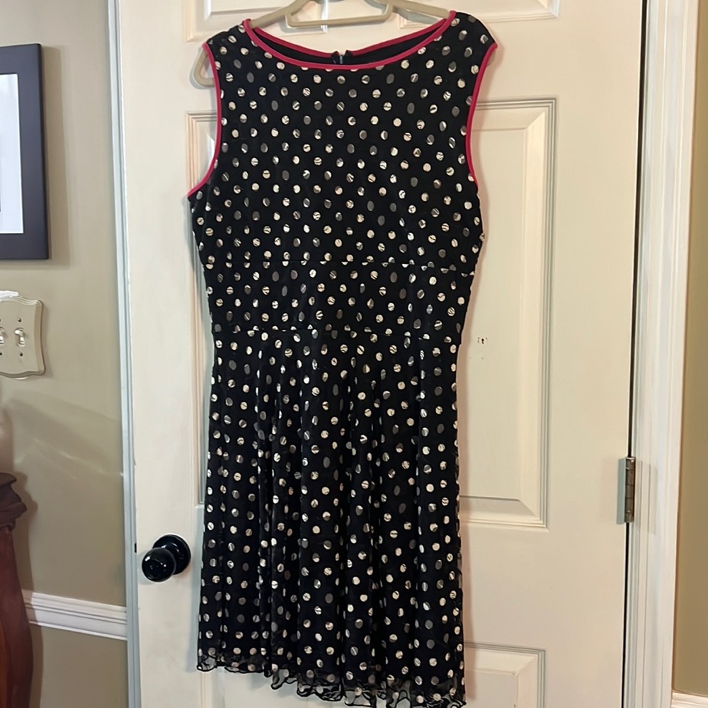 Black, white polka dot dress